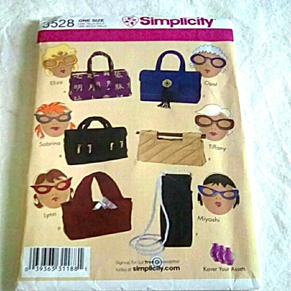 Simplicity 3528 6 styles of Sunglasses Cases
